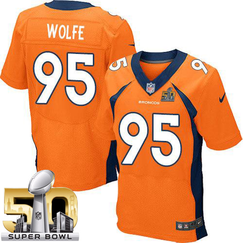 Nike Broncos #95 Derek Wolfe Orange Team Color Super Bowl 50 Men's Stitched NFL New Elite Jersey - Click Image to Close